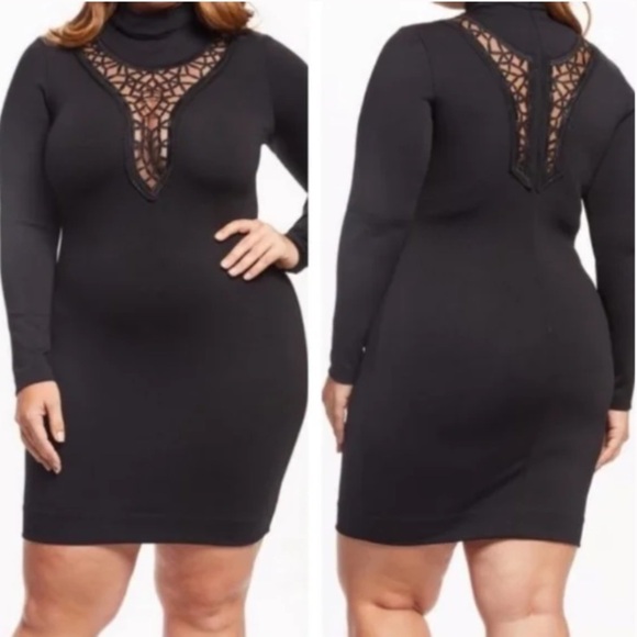 Dress The Population 2X Embellished Long Sleeve Hayden Bodycon Mini Dress NWT - Picture 1 of 13